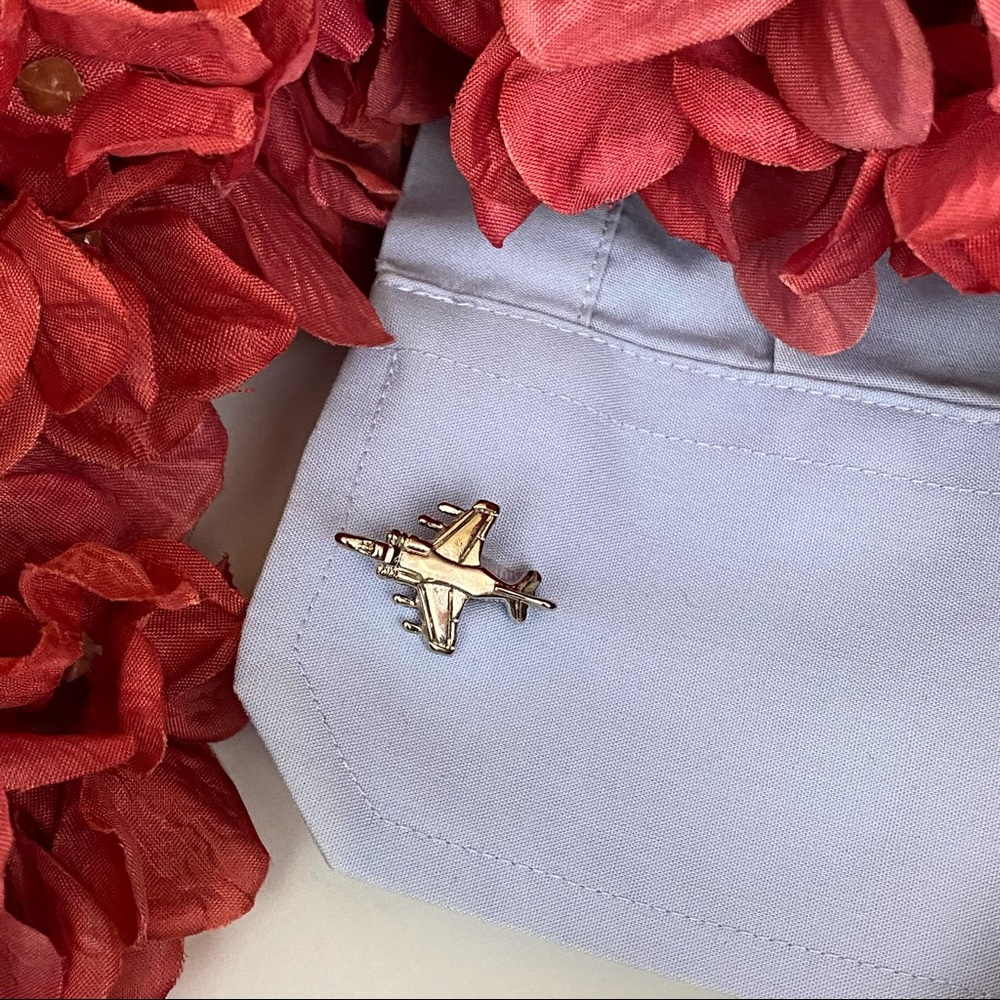 Silver Military Fighter Jet Airplane Cufflinks - Picture 9 of 15